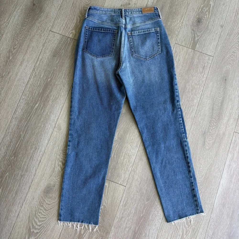 Hollister Womens Blue Denim Patchwork Ultra High-Rise Mom Jeans Size 5R (27x27)